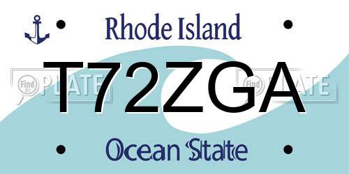 T72ZGA Rhode Island License Plate