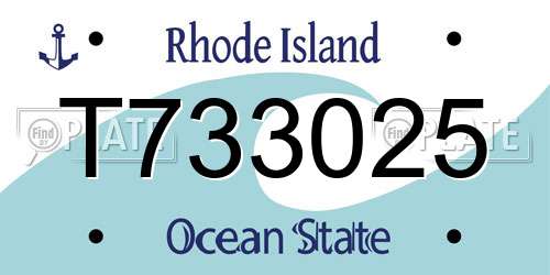 T733025 Rhode Island License Plate
