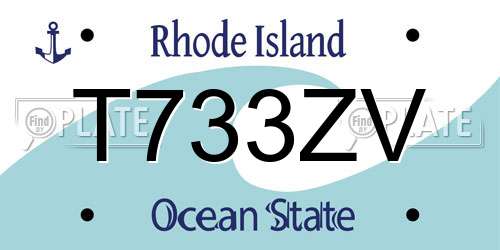 T733ZV Rhode Island License Plate