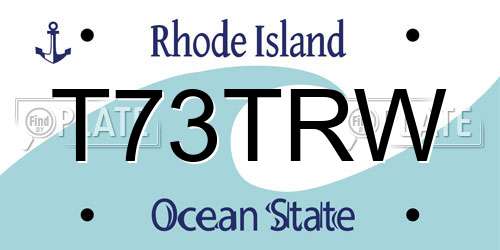 T73TRW Rhode Island License Plate