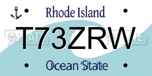 T73ZRW Rhode Island License Plate