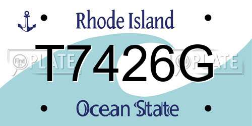 T7426G Rhode Island License Plate