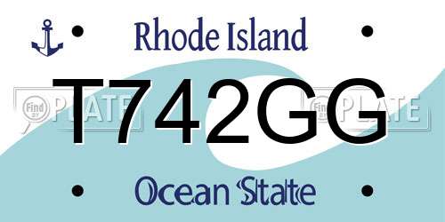 T742GG Rhode Island License Plate
