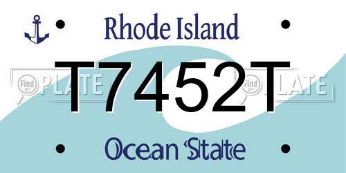 T7452T Rhode Island License Plate