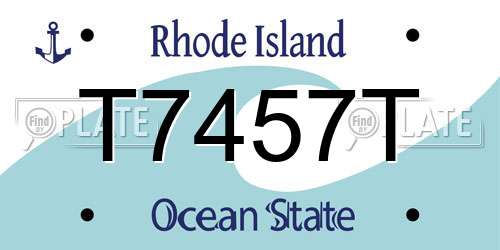 T7457T Rhode Island License Plate