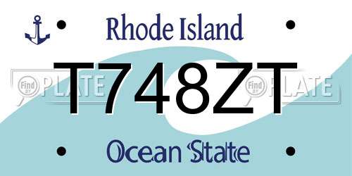 T748ZT Rhode Island License Plate