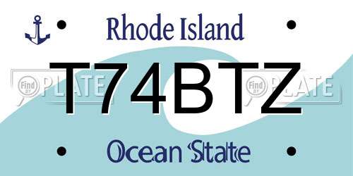 T74BTZ Rhode Island License Plate