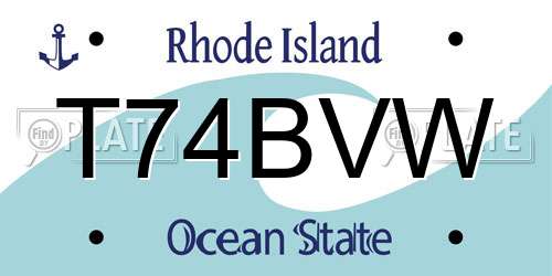 T74BVW Rhode Island License Plate