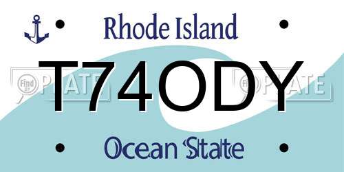 T74ODY Rhode Island License Plate
