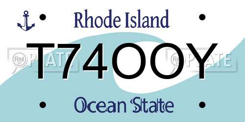 T74OOY Rhode Island License Plate