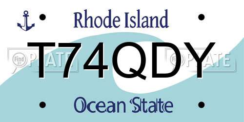 T74QDY Rhode Island License Plate
