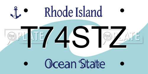 T74STZ Rhode Island License Plate