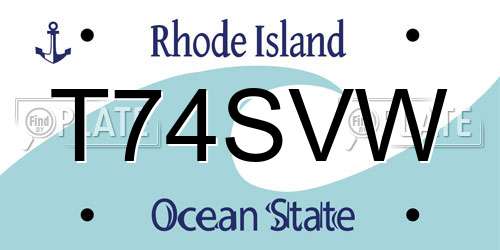 T74SVW Rhode Island License Plate