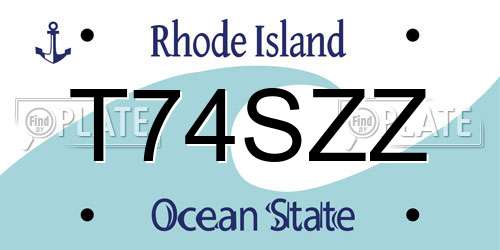 T74SZZ Rhode Island License Plate