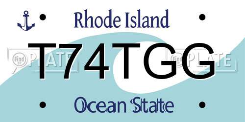 T74TGG Rhode Island License Plate