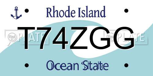 T74ZGG Rhode Island License Plate