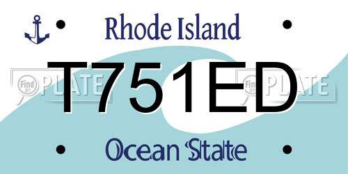 T751ED Rhode Island License Plate