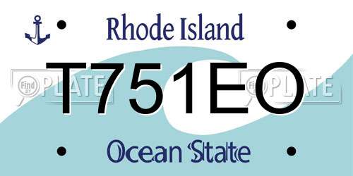 T751EO Rhode Island License Plate