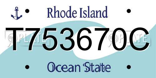 T753670C Rhode Island License Plate