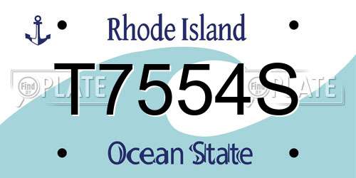 T7554S Rhode Island License Plate