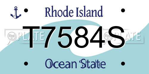 T7584S Rhode Island License Plate