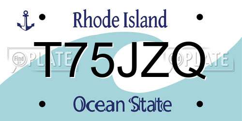 T75JZQ Rhode Island License Plate