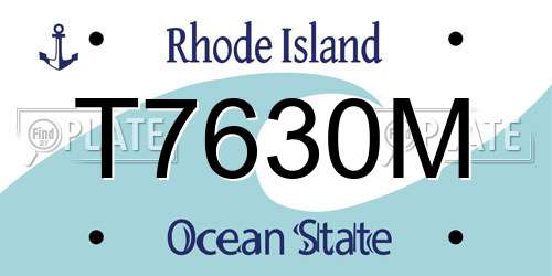T7630M Rhode Island License Plate