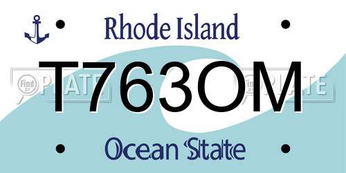 T763OM Rhode Island License Plate