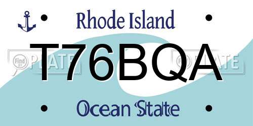 T76BQA Rhode Island License Plate