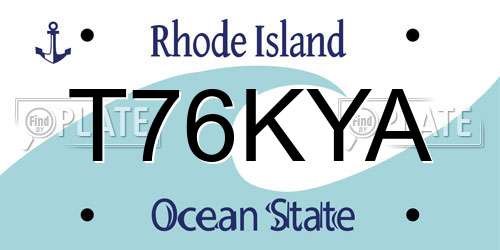 T76KYA Rhode Island License Plate