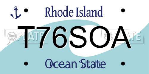 T76SOA Rhode Island License Plate