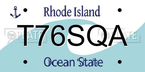 T76SQA Rhode Island License Plate