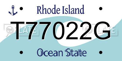 T77022G Rhode Island License Plate