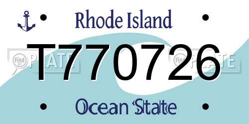 T770726 Rhode Island License Plate