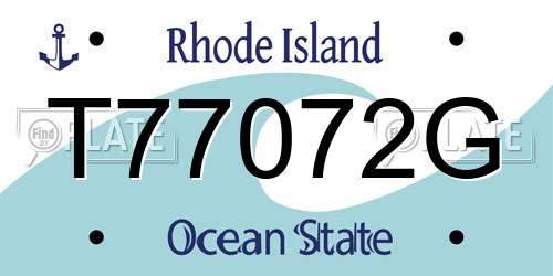 T77072G Rhode Island License Plate