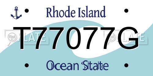 T77077G Rhode Island License Plate