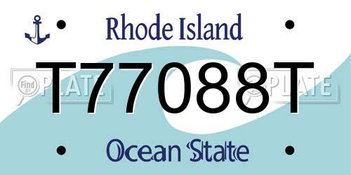 T77088T Rhode Island License Plate