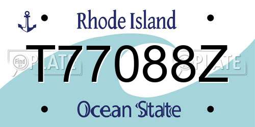 T77088Z Rhode Island License Plate