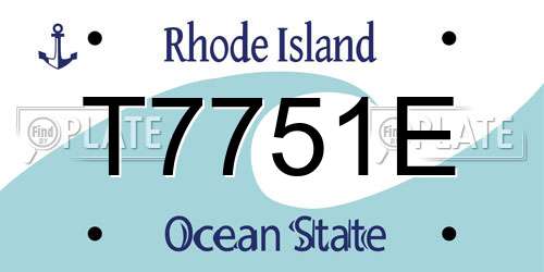 T7751E Rhode Island License Plate