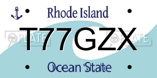 T77GZX Rhode Island License Plate