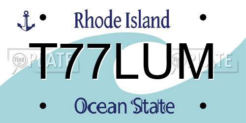 T77LUM Rhode Island License Plate