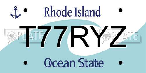 T77RYZ Rhode Island License Plate