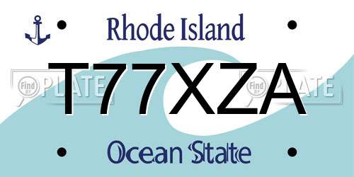 T77XZA Rhode Island License Plate