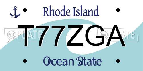 T77ZGA Rhode Island License Plate
