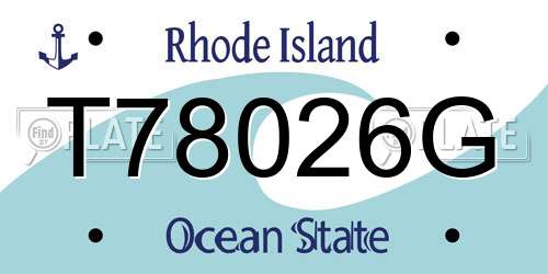 T78026G Rhode Island License Plate