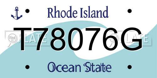 T78076G Rhode Island License Plate