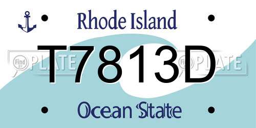 T7813D Rhode Island License Plate