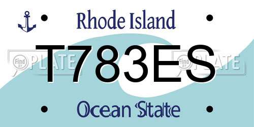 T783ES Rhode Island License Plate