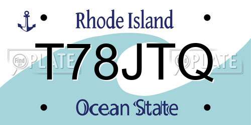 T78JTQ Rhode Island License Plate