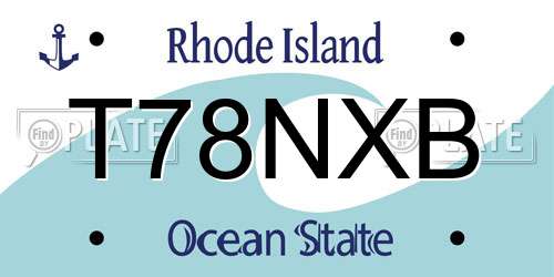 T78NXB Rhode Island License Plate